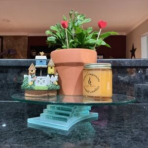 Retired Partylite 11” Stratus 3 Wick Glass Candle Holder P7725